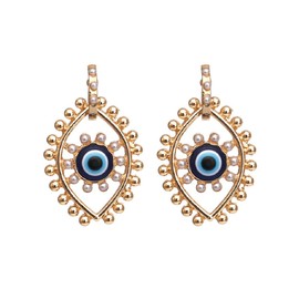 Eye Statement Earrings for Women, Evil Eye Earrings for Girls, Hypoallergenic Hoop Earrings with Pearl Eyes, Stud Earrings with Pearl Eyes, Cute Blue Eye Drop Earrings, Eye Jewellery, Zinc