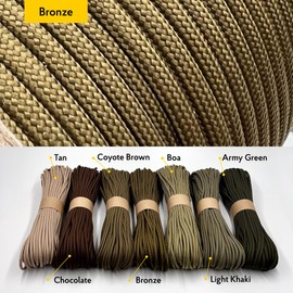 EdcX Paracord 4mm, 35+ Solid Colors (10m, 15m, 30m, 50m, 100m, 300m) | Ideal for Crafting, DIY, Camping, Survival, Outdoor | 100% Nylon Rope 4mm | Tactical Cord 550 Type III (Bronze, 15 m)