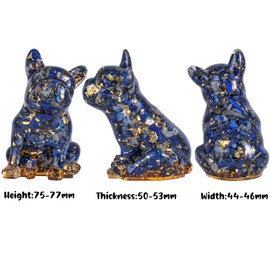 mookaitedecor 3 Inch Lapis Lazuli Crystals French Bulldog Dog Statue Ornament, Semi Precious Stone Lover Gift, Resin Animal Healing Crystal Figurine Lucky Decor, Blue-lapis Lazuli (UKPOLYMM0028907)