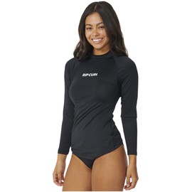 RIP CURL Womens Classic Surf Long Sleeve UPF Rash Vest Top - Black - UV Sun Protection and SPF Properties