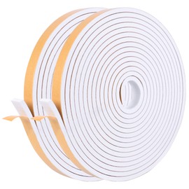 Self Adhesive Foam Tape Weatherstrip 1/2in x 1/4in x 42Ft High Density Foam Insulation Strips Foam Seal Weather Stripping with Strong Adhesive for Door and Window Sound Isolation Soundproofing
