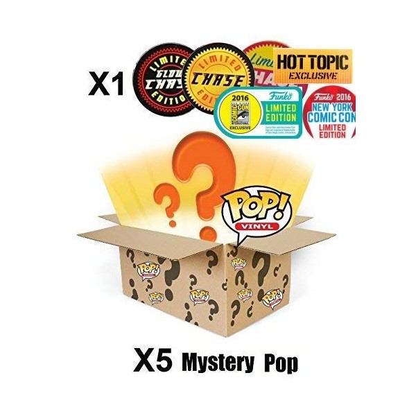 POP Funko Mystery 6 Pack w/ 1 Random Limited Edition Chase - Stylized Vinyl Figure Set New