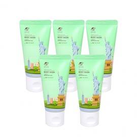 On The Body Lemon & Mint Scented Body Wash (50ml Tube) - 5-Pack Moisturizing Travel Toiletries Set Shower Soap