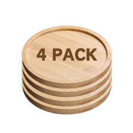 ROLUXENTIA 4 Pcs Bamboo Wooden Trivets - 6 Inch Heat Resistant Round Coasters Pads for Hot Dishes Pots - 2 Sided Kitchen Table Countertop Cookware Holder Accessories - Hardwood Standing Protectors