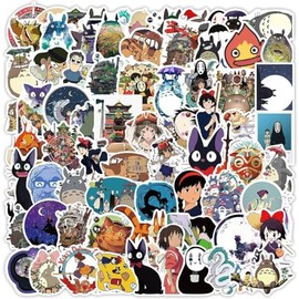 Hayao Miyazaki Stickers, Pack of 100 Graffiti Decals, Waterproof Stickers, Cartoon Stickers for Water Bottles, Laptop, Cars, Motorcycle, Bike, Skateboard, Luggage, Fridge, Car Styling
