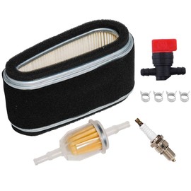 JJDD Carkio 11013-2110 Air Filter with Pre-Filter Spark Plug Fuel Filter Shut-off Valve Tune Up Kit for Kawasaki FC400V FC420V 14HP 4-Cycle Engine Lawn Mower Engine Maintenance Kit