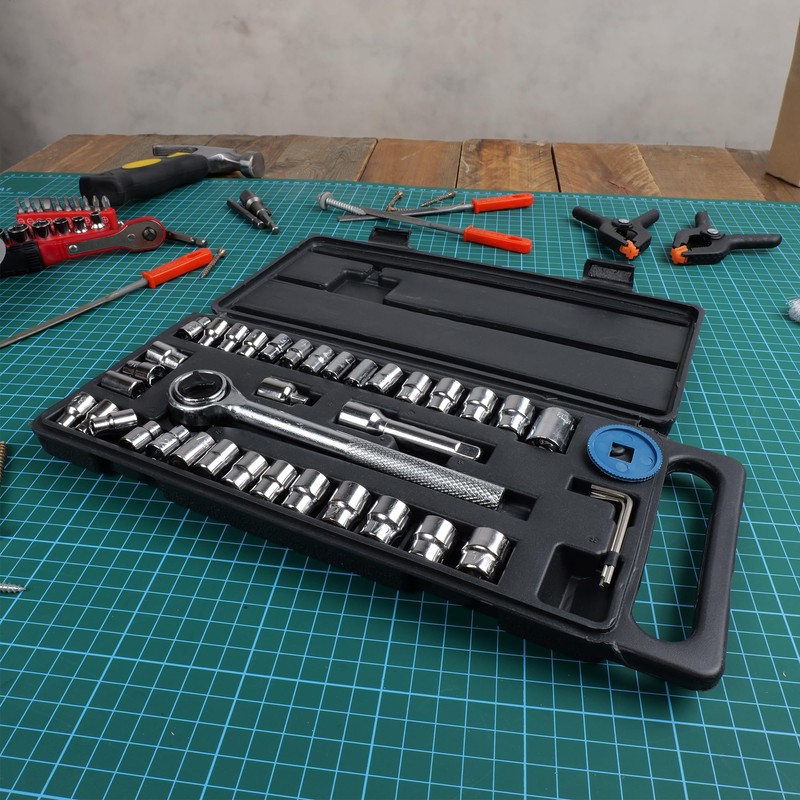 Navoys 40 Piece Socket Wrench Set with 7” Reversible Ratchet