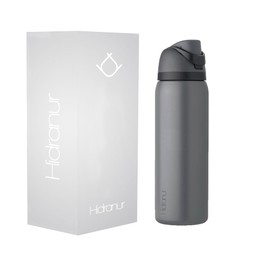 Hidranur Termo Botella de Agua 32 Oz (946 ml), Termo para Café 24 Horas de Agua Caliente y Fria, Cafe, Tapa Hermética Antifugas, Botella de Viaje, Deportes, Café, Tazas para Cafe (Gris)