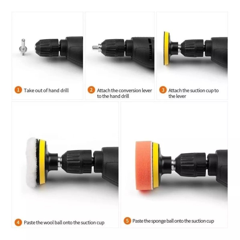 Dolores Kit Esponja Coche Almohadilla Discos Pulir Encerar 8pcs 7in
