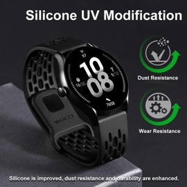 WOCCI 18mm Breathable Hollow Silicone Watch Band, Quick Release, Replacement Strap for Men and Women (Black)