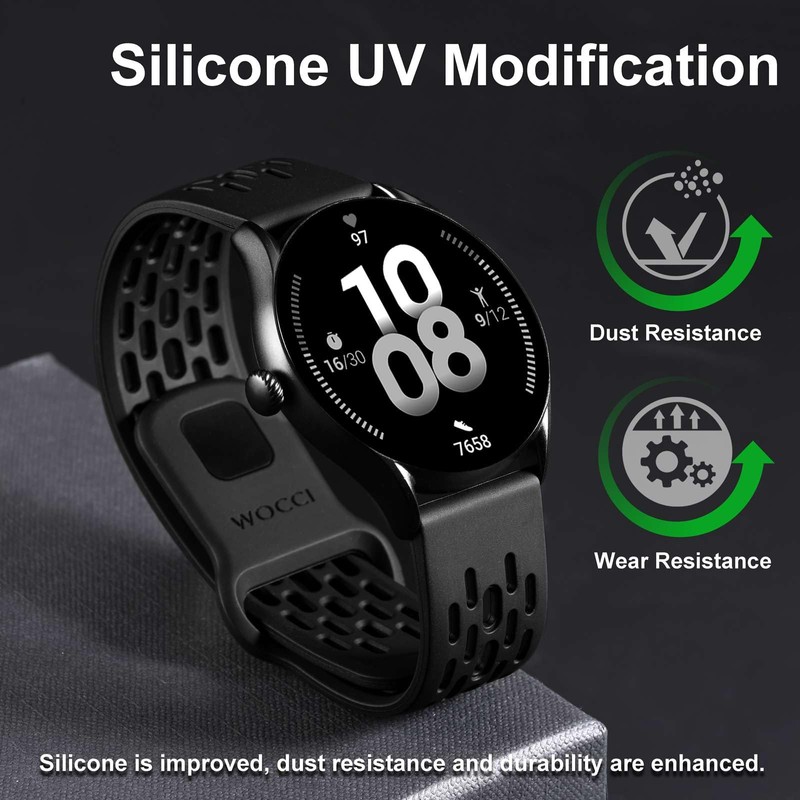 WOCCI 18mm Breathable Hollow Silicone Watch Band, Quick Release, Replacement