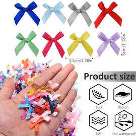 EIHI Pack of 100 Small Bows, Mini Satin Ribbon Bows, 2.5 cm Satin Ribbon Bowtie for Sewing, Wedding Decoration, Cards, DIY Crafts, Gift (Multi-Colour)