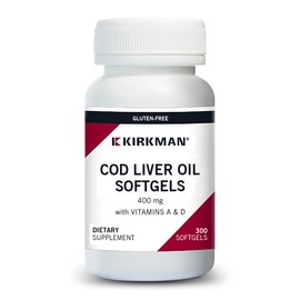 Kirkman - Cod Liver Oil with Vitamin A & D - 300 Softgels - Essential Fatty Acids - Supports Foundational Health - Hypoallergenic
