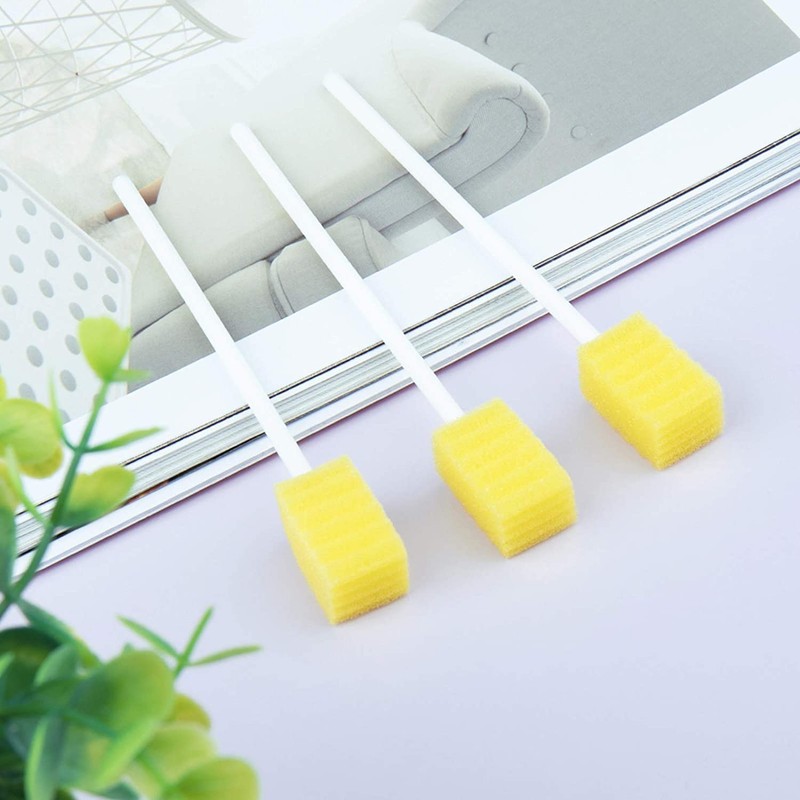 50 Pack Disposable Oral Swabs, Sterile Dental Sponge Swabsticks Unflavored