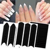 36 Sheets 16Design Black French Tip Nail Guides-1400pcs Self-Adhesive V-shape