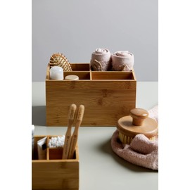 Wenko Bamboo Organiser Terra 3 Compartments -Storage Box, Bathroom Basket, Bamboo