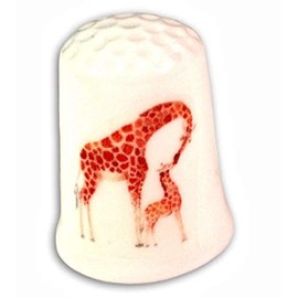 Collectible Thimble with Giraffe Mother and Baby