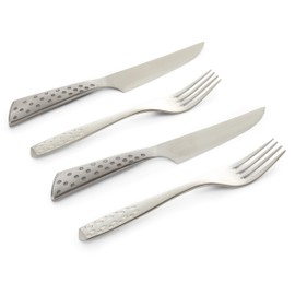 Weber 17077 Deluxe Steakbesteck Set, 4-teilig, Edelstahl, gezahnte Klinge, Silber