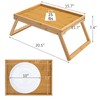 Kaukinye Bamboo Bed Tray Table with Foldable Legs, Breakfast Tray,