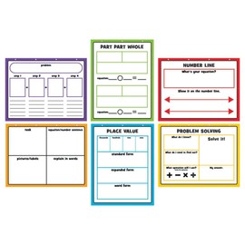 Large Dry Erase Math Graphic Organizers - 6 Pieces - Educational and Learning Activities for Kids