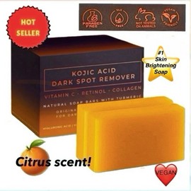 2-Pack Kojic Acid Soap Bars – Dark Spot Remover w/ Vitamin C, Retinol & Collagen