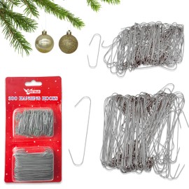 300Pcs Silver Hanging Hooks for Christmas Decorations, Tree Baubles Metal Hooks for Christmas Tree Home Kitchen Party Decorations, Assorted Sizes
