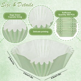 Whaline 500Pcs Sage Green Mini Square Cupcake Liners Disposable Paper Baking Cups Wedding Cupcake Wrappers Holders for Bridal Baby Shower Birthday Party Decor
