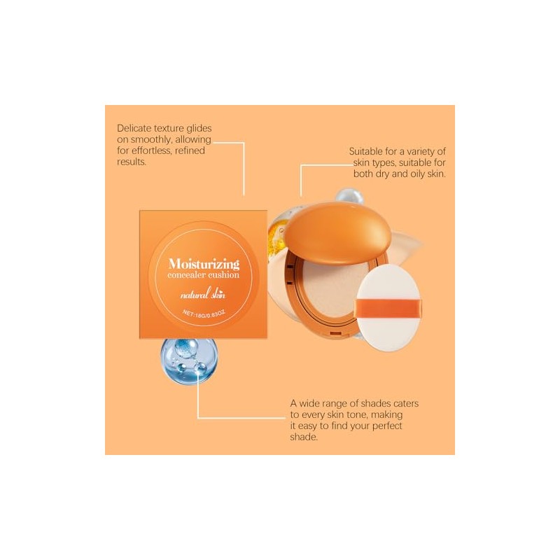 Base de maquillaje con cojín hidratante , cobertura ligera y