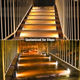 VOLISUN Outdoor Stair Lights 8 Pack, Solar Step Lights Waterproof IP67,80 Lumen, Led Step Lights Outdoor for Garden Backyard Stair, Staircase, Front Step, Front Porch and Deck(Warm White)