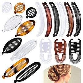 Hrlace Banana Clip Vintage French Hair Clip French Banana Clip Ponytail Holder Fish Clip Comb Set Non-Slip Hair Clips for Thin Thick Hair Hair Clips Set 19, 18 Pieces