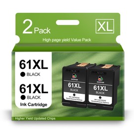 61XL Black Ink Cartridge Replacement for HP 61 61 XL Ink Work with HP Envy 4500 4502 5530 5535 5534 Officejet 4630 4635 Deskjet 1000 1010 1510 Printer Remanufactured (2 Black)