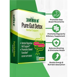 Pure Gut Detox Powder – Bloating & Digestive Support | 10 Sachets Colon Cleanse with 2,456mg Prebiotics, DigeZyme® Enzymes & Senna | Supports Regularity for Women & Men