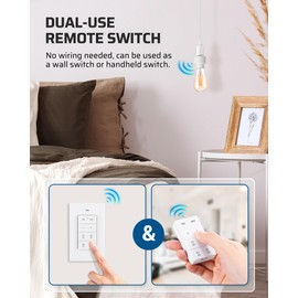 DEWENWILS Remote Control Light Socket with Dimmer, Wall Mounted Wireless Light Switch with 100FT Range & E26/E27 Socket, Wireless Light Bulbs Socket Switch for Closet, Garage, Basement, ETL Listed