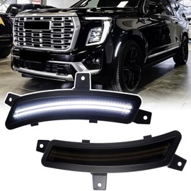 CYBORICH White LED Side Marker Lights for 2025 2026 GMC Yukon XL Chevy Tahoe Suburban Cadilac Escalade ESV Upgrade Dual Row Front Fender Markers Reflector Lamp Kit with Smoked Lens 2PCS