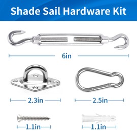 Shade Sail Hardware Kit,6 Inches Sun Shade Sail Hardware Kit,Shade Sail Hardware,Shade Hardware Kit for Garden Outdoors