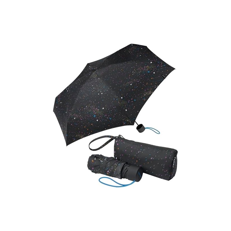 ESPRIT Cutted Cool Ultra Mini Pouch Pocket Umbrella Black Colourful