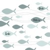 20 Napkins Fish with Love, Faith and Hope Green as Table Decoration for Christening, Communion and Confirmation 33 x 33 cm