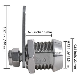 2 Pack Toolbox Lock 5/8" Tubular Cam Replacement Lock Hook Cam Keyed Alike with 4 Keys