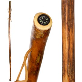 Brazos Rustic Wood Walking Stick, Hardwood, Traditional Style Handle, for Men & Women, Made in the USA, 55"