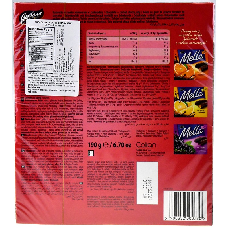 Goplana Mella Cherry Jelly in Chocolate (Pack of Three) 6.7