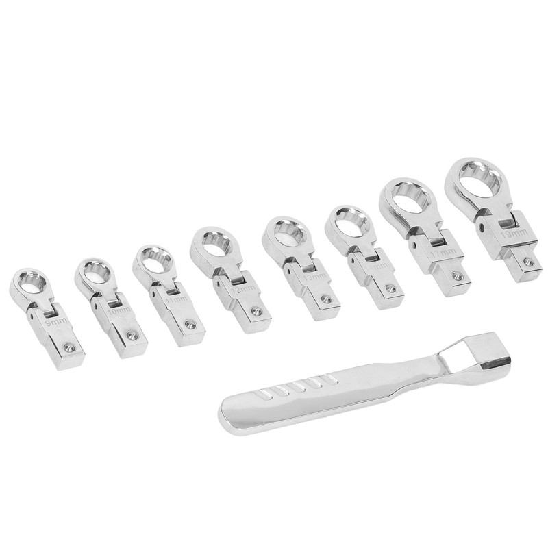 9Pcs Interchangeable Ratchet Wrench Chromium Vanadium Steel Box Wrench Set