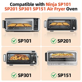 Air Fryer Accessories for Ninja Foodi SP101 Air Fryer Oven, 4pcs Black Liners and 1pack Replacement Crumb tray Pan for Ninja Digital Air Fry Countertop Oven