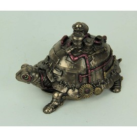 Veronese Design Resin Decorative Boxes Amazingly Detailed Steampunk Tortoise Trinket Box 6.75 X 4 X 4 Inches Bronze