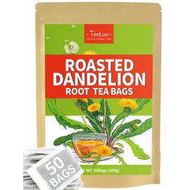 TeeLux TeeLux Roasted Dandelion Root Tea Bags, Premium Natural Dandelion Root Herbal Tea, Caffeine Free, 50 Tea Bags