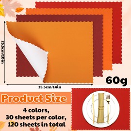 Panelee 120 Pcs Fall Paper Placemats 10 x 14 in Disposable Paper Place Mats with Wavy Scalloped Edge Thanksgiving Christmas Party Table Mats for Harvest Holiday Table Decor Home(Cute Color)