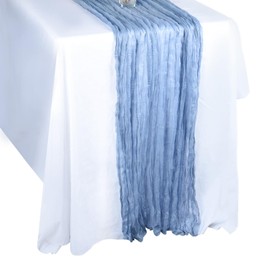 MIAHART Dusty Blue Table Runner Cheesecloth Table Runner 35x120 Inch 10Ft Gauze Cheesecloth Table Runners for Wedding Party Bridal Baby Shower Table Decorations