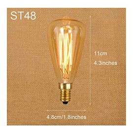 Bombillas incandescentes vintage Edison E12 40W ST48 bombillas de candelabro, 2200 K ámbar cálido ST48 luces de jaula de ardilla 240 Lemuns cálido decorar restaurante, cafetería, cocina, 110 V