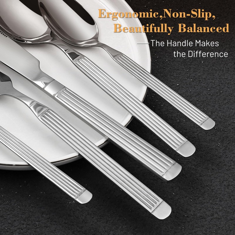 Aufranc 20 Piece Silverware Set, Stainless Steel Flatware Set for