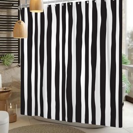 Xiaoterna Stripes Shower Curtain Geometric Line Abstract Modern Luxury Art Bathroom Curtain Modern Geometric Lines Minimalist Shower Curtain Machine Washable Waterproof Fabric 150x180cm