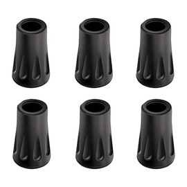 Cane Cap, Rubber Cap, Replacement Rubber Cap, Anti-Slip Climbing Cane Cap, Walking Rod Cap, Durable, Durable, Lightweight, Wear-resisting for Mountain Climbing Skiing and Excursions (Black 6-Piece Set